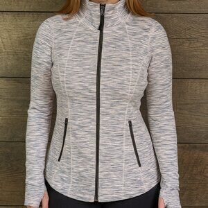 Zella Double‑Zip Heathered Pink Grey Active Yoga Jacket Size M